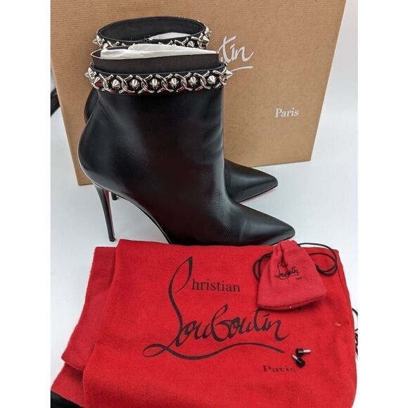 Christian Louboutin Booty Chain 100 Calf Leather Ankle EU 38.5 - Picture 2 of 10